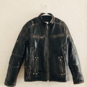 Brand new genuine leather men's biker cafe jacket